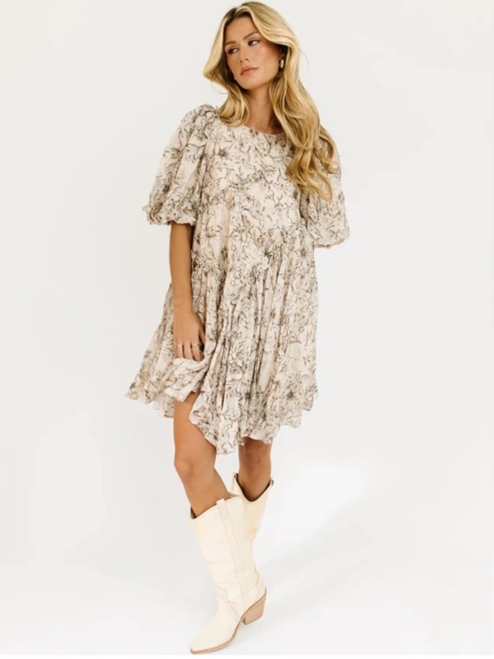 SOFIE THE LABEL Puff Sleeve Floral Mini Dress Size M